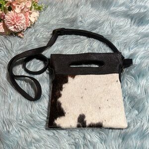Sergio’s Collection Cowhide Crossbody with Square Leather Handel